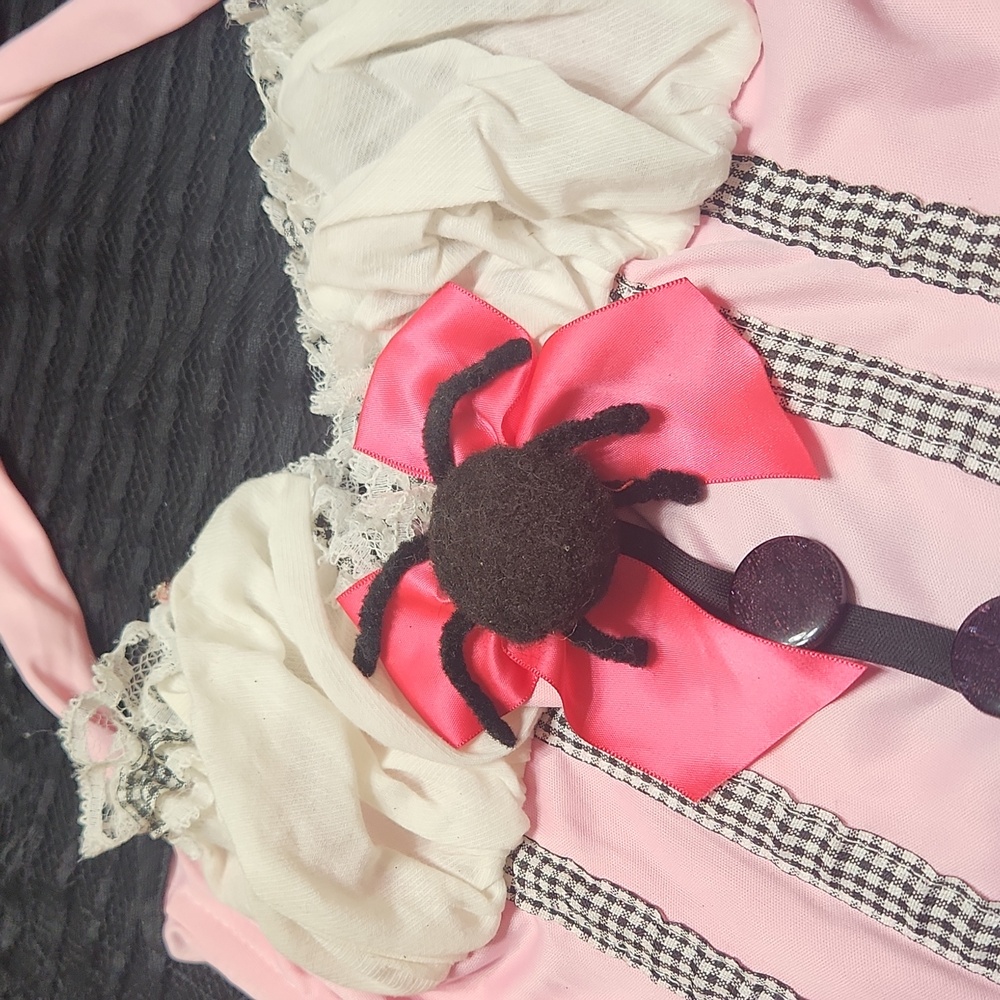 Little Miss Muffet Costume Pink Halter Corset Top with Bow Lil Miss Tuffet - Picture 4 of 5